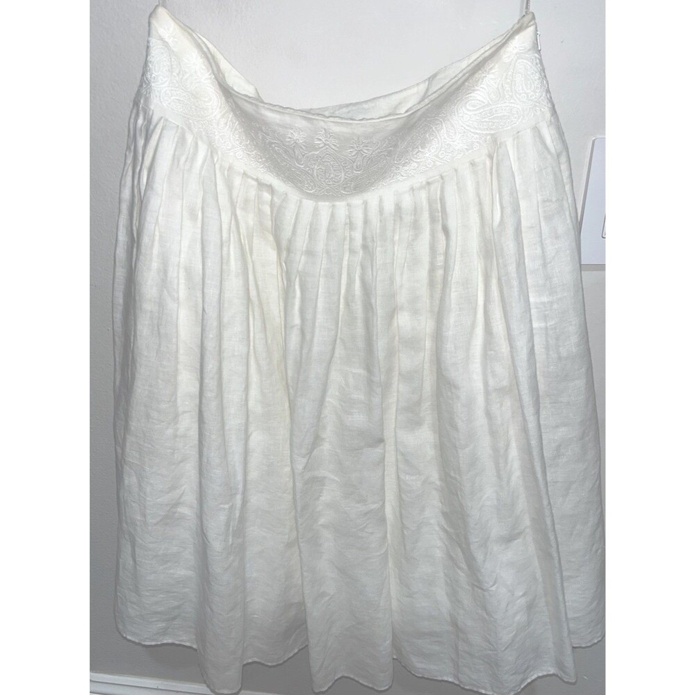 Ralph Lauren Women  Size 8 Skirt White Cream  Offwhite Embroidered Pleated (3)